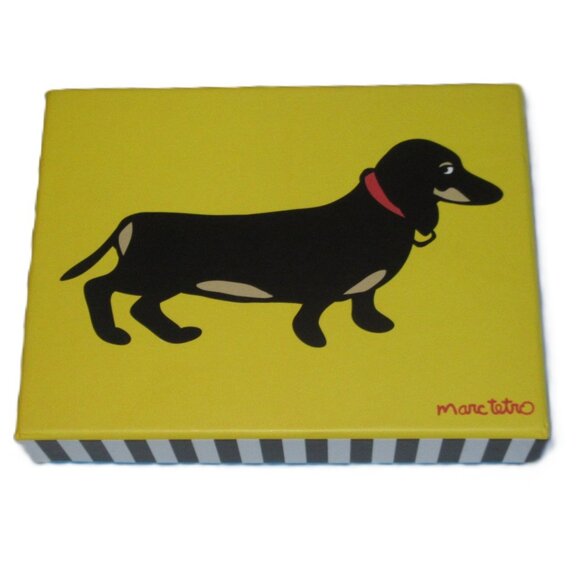 New with Tags,  Marc Tetro Yellow Dachshund Wallet Art Design - Picture 5 of 13